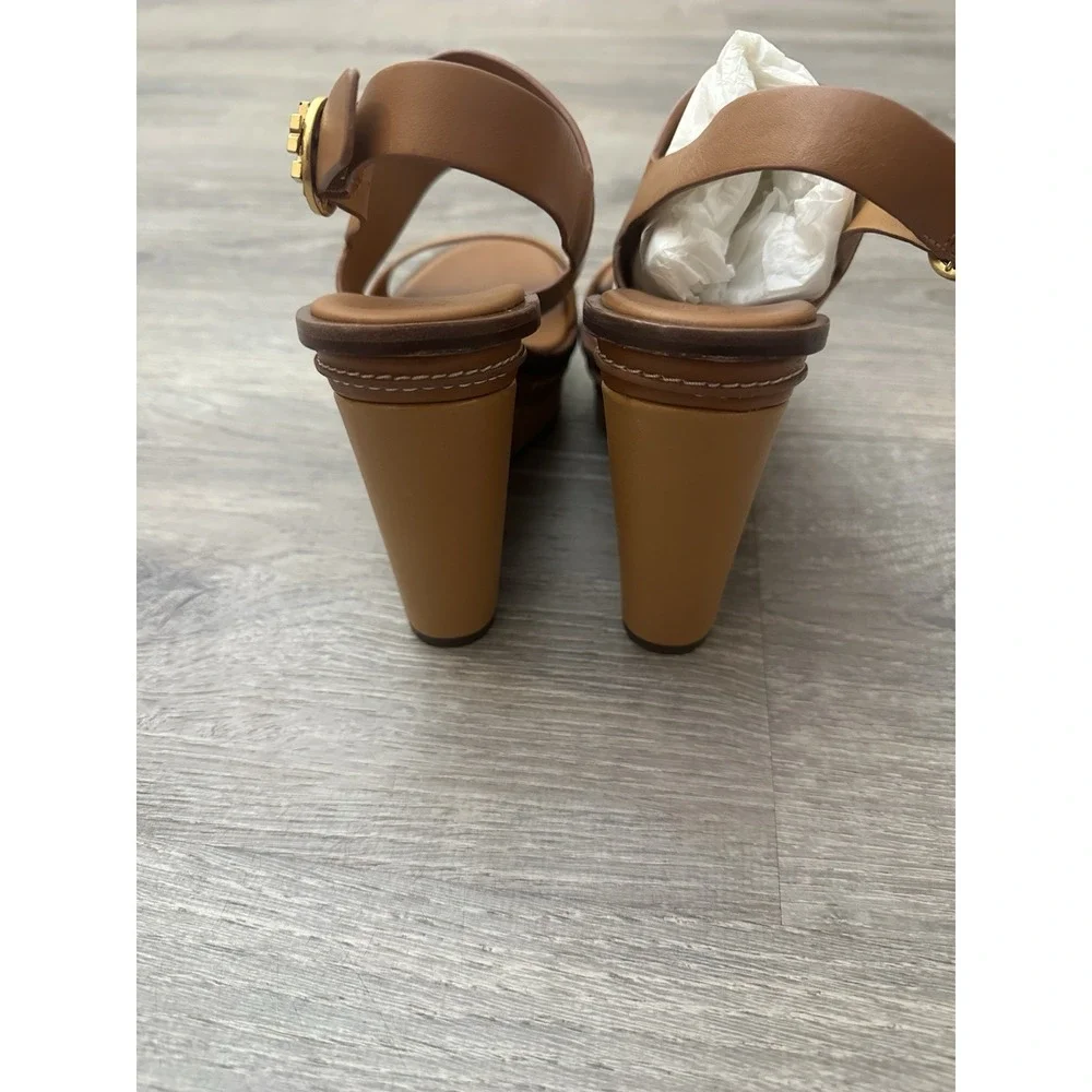 Tory Burch Selby Wedge Sandal Two Tone Brown Size 9